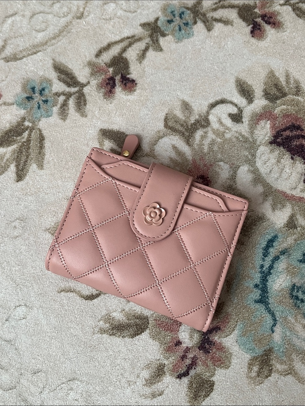 Compact Quilted Pink Snap Wallet - Elegant Everyday Organizer